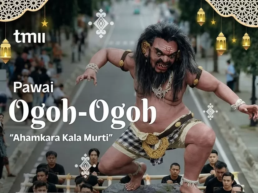 Tradisi ogoh-ogoh bisa disaksikan langsung di TMII. Datang sore hari dan rasakan atmosfer budayanya.