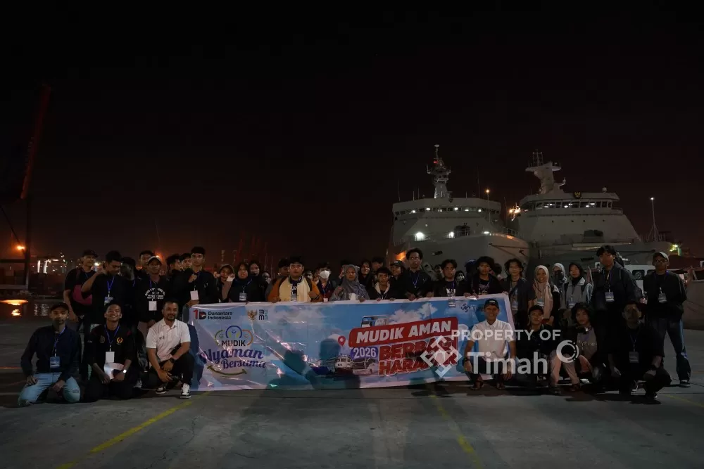 Program mudik gratis PT TIMAH 2026 memberangkatkan 1.349 pemudik ke Bangka Belitung dengan kapal TNI AL, hasil kolaborasi bersama berbagai pihak. (Dok. PT Timah)
