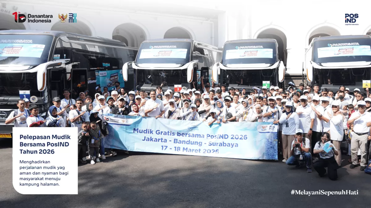 Sebanyak 451 orang jadi peserta Mudik Bersama Pos Indonesia Tahun 2026 yang menjadi bagian dari Program Mudik Gratis BUMN 2026. (posindonesia.co.id)