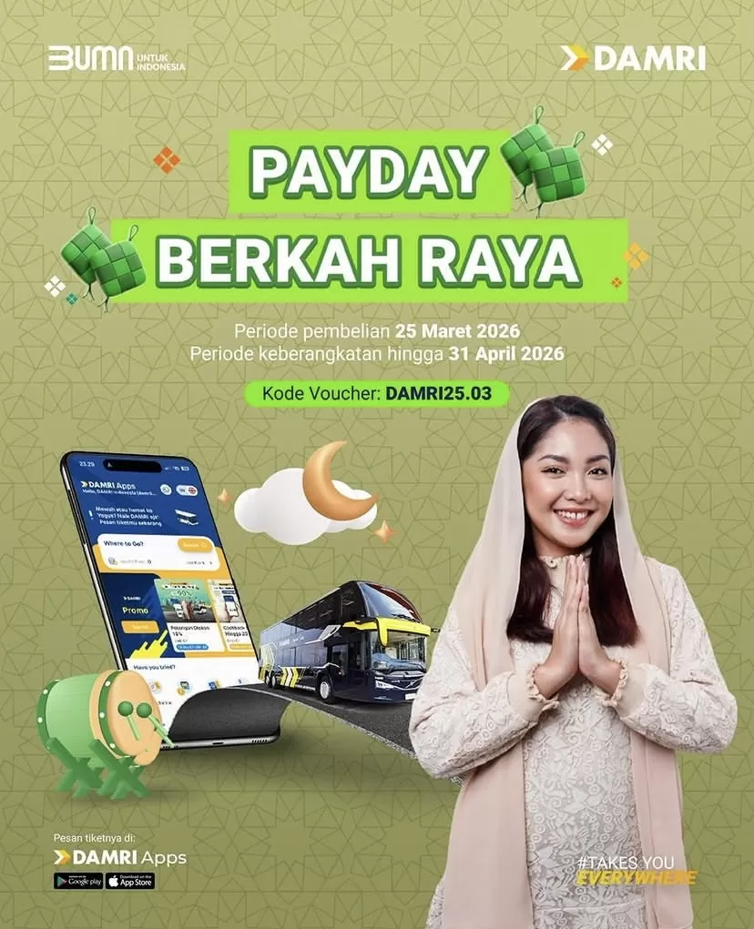 Diskon tiket DAMRI siap dipakai, cukup gunakan kode voucher yang tersedia.