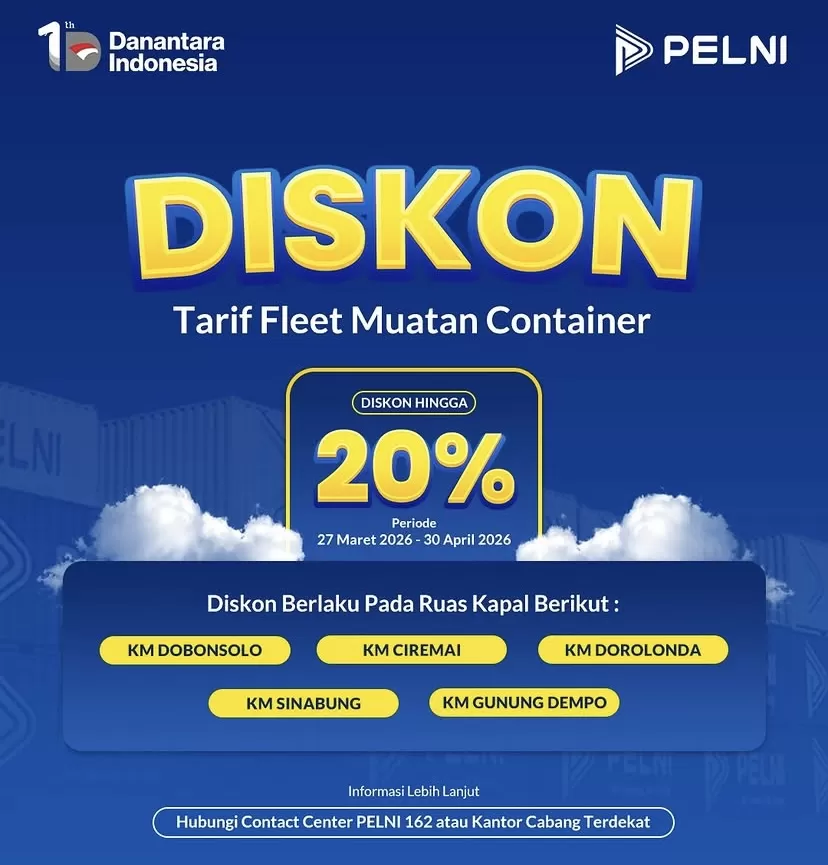 Kirim barang jadi lebih hemat! PELNI kasih diskon 20% untuk tarif kontainer.