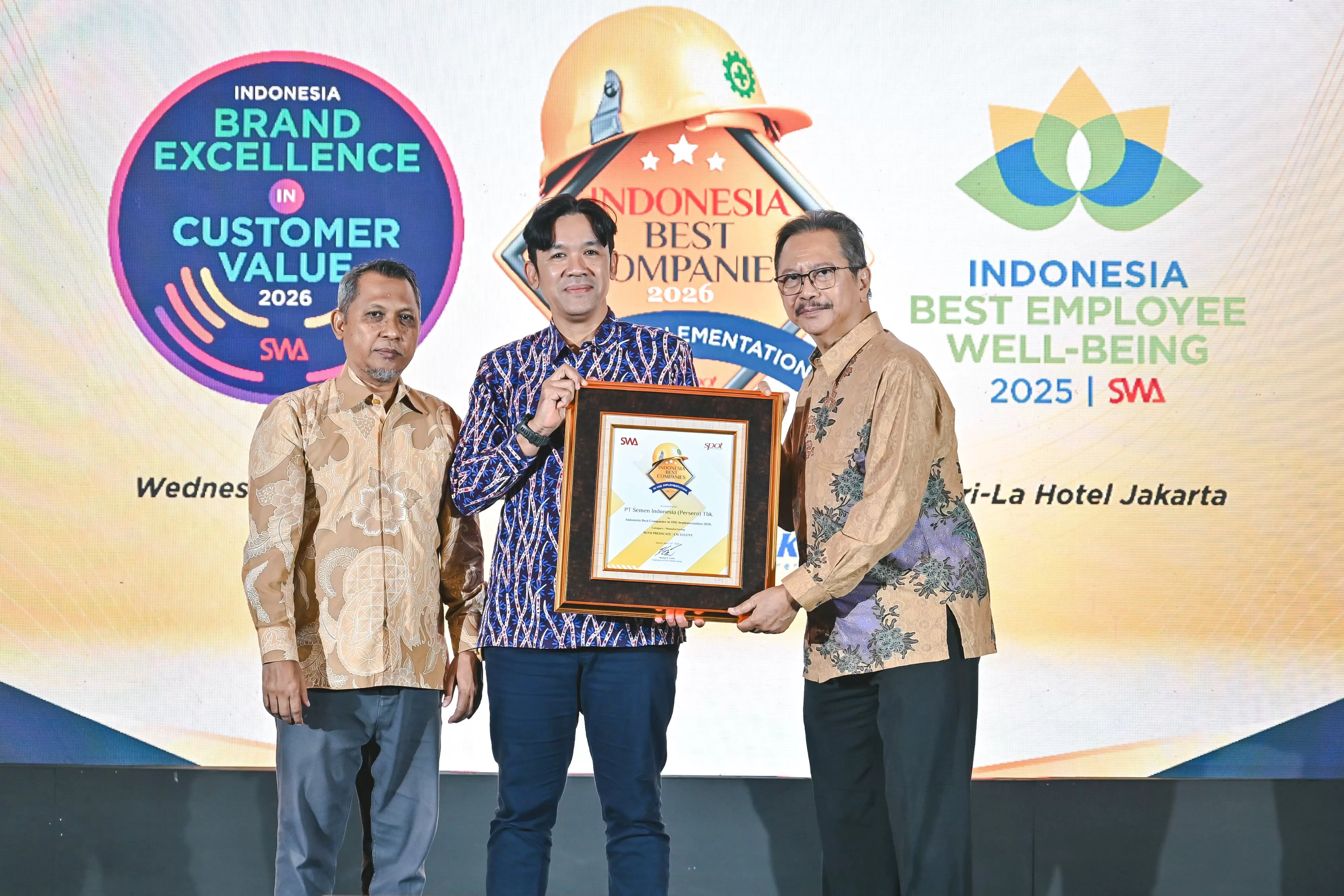 SIG meraih predikat Excellent pada Indonesia Best Companies in HSE Implementation 2026 berkat keberhasilan penerapan K3 dan capaian zero fatality 2025. (Dok. SIG)