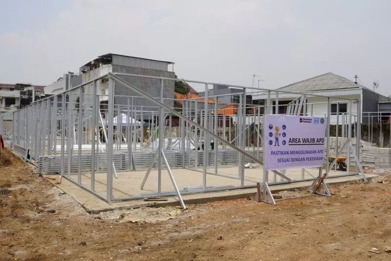 Dalam proyek di kawasan Senen, Jakarta Pusat ini, WIKA mengerjakan 113 unit hunian sementara (huntara) modular dari total 324 unit.  (DOK. WIKA)