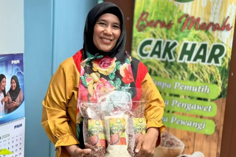 Kisah Mardiana kembangkan usaha beras merah bersama PNM Mekaar, dari dapur rumah hingga jadi peluang bisnis yang terus tumbuh. (Dok. PNM)
