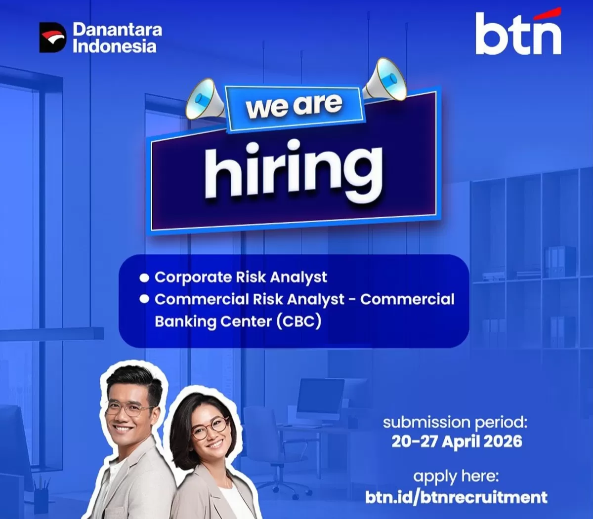Info lowongan kerja BUMN terbaru dari BTN. (Instagram/@homeofbtners)