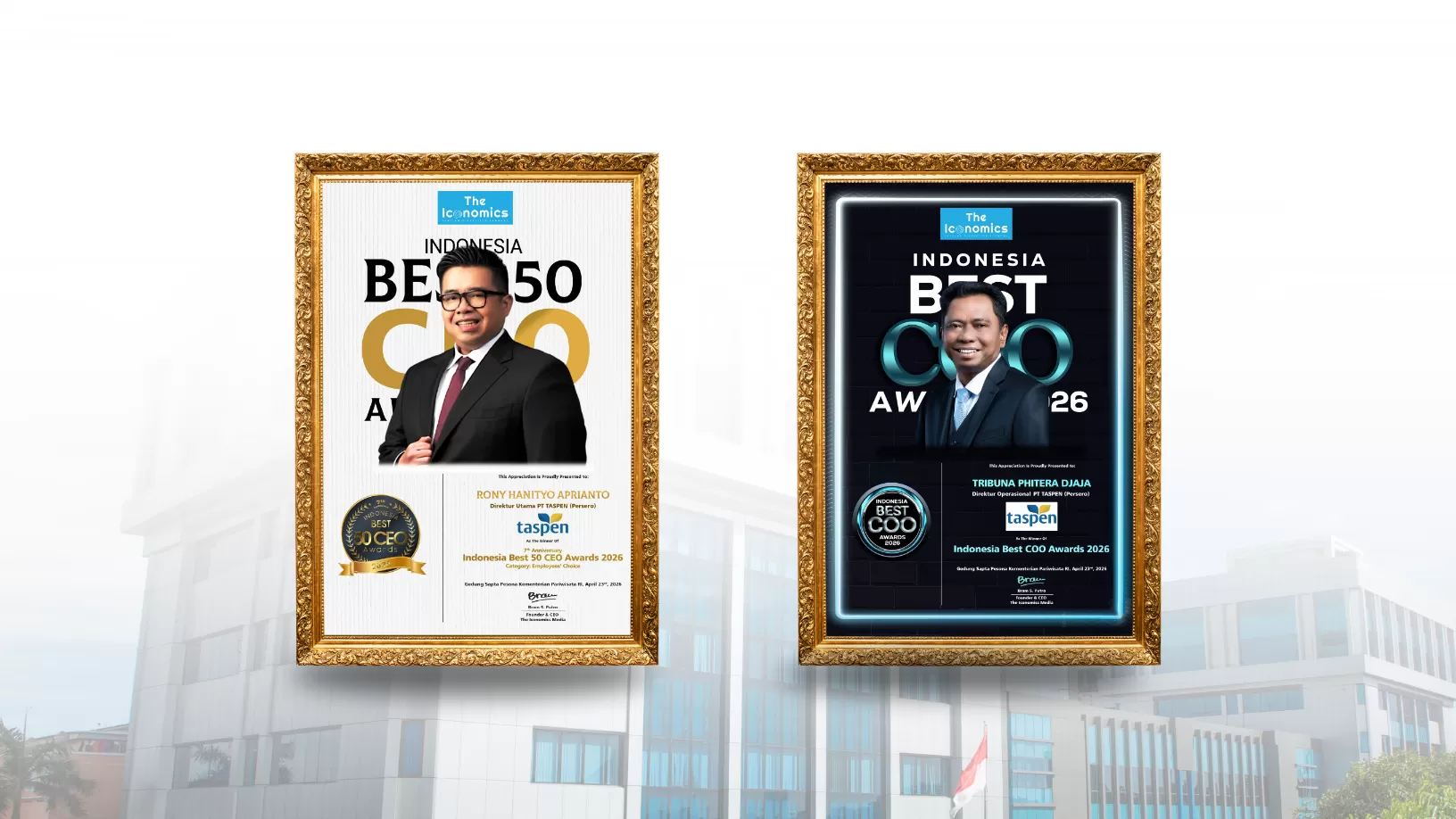 TASPEN raih penghargaan CEO dan COO terbaik 2026, bukti kepemimpinan adaptif dan transformasi layanan digital berkelanjutan. (Dok. TASPEN)