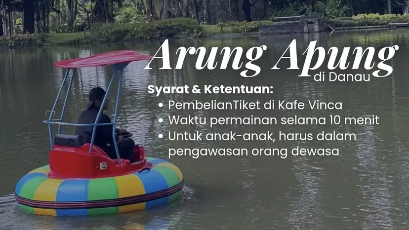 Ada wahana baru di Taman Bunga Nusantara! &ldquo;Arung Apung&rdquo; siap menemani liburan santai sambil menikmati suasana danau yang asri.