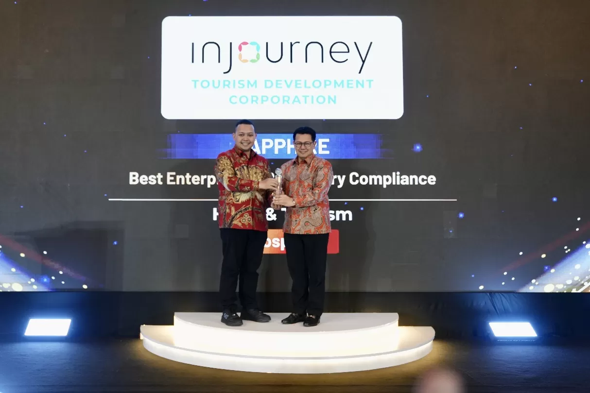 ITDC meraih penghargaan tertinggi "Sapphire" di ajang IRCA 2026 yang diselenggarakan oleh Hukumonline di Le Meridien Jakarta pada Jumat (22/5/2026). (Dok. ITDC)