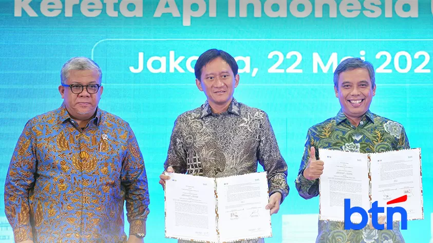 Direktur Utama BTN Nixon L.P. Napitupulu dan Direktur Utama KAI Bobby Rasyidin di penandatanganan Memorandum of Understanding/MoU antara BTN dan KAI di Jakarta, Jumat (22/5/2026). (btn.co.id)