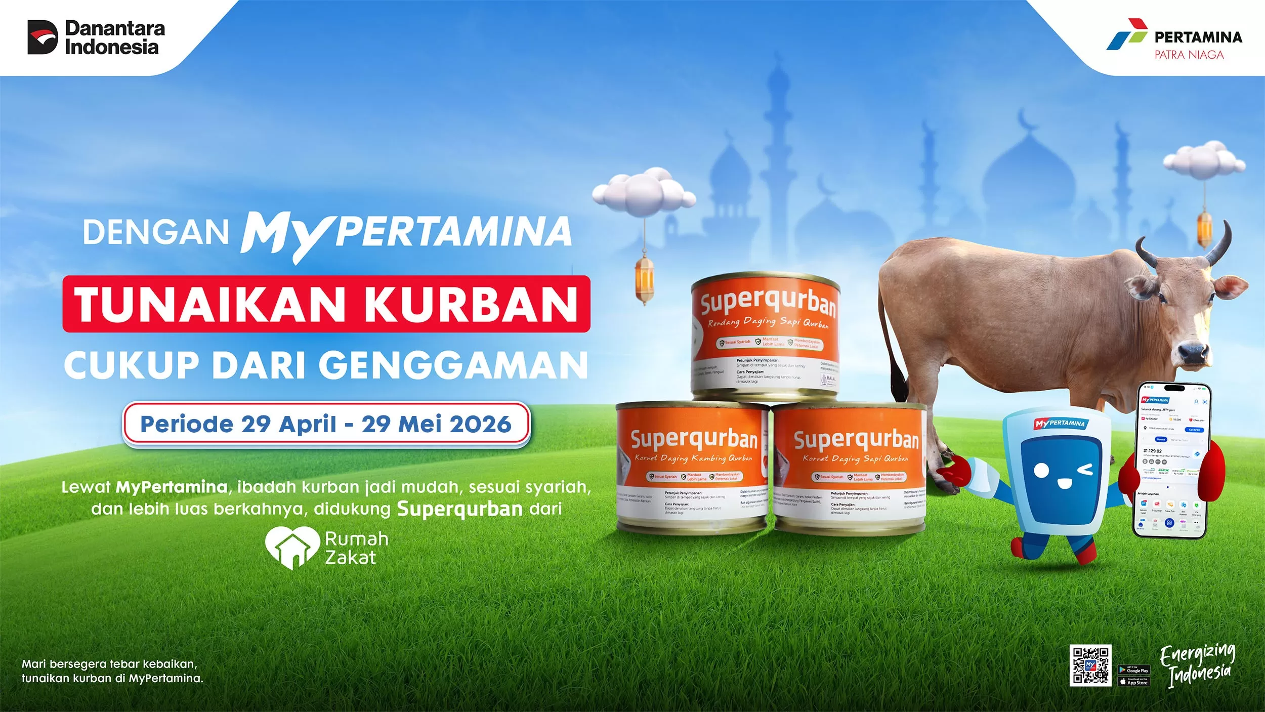 Satu genggaman, banyak keberkahan. Sedekah kurban kini lebih mudah bersama MyPertamina dan Rumah Zakat.