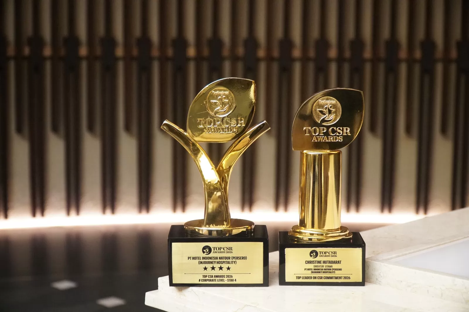 InJourney Hospitality raih dua penghargaan TOP CSR Awards 2026 atas komitmen implementasi ESG dan sustainability di sektor hospitality nasional. (Dok. InJourney Hospitality)