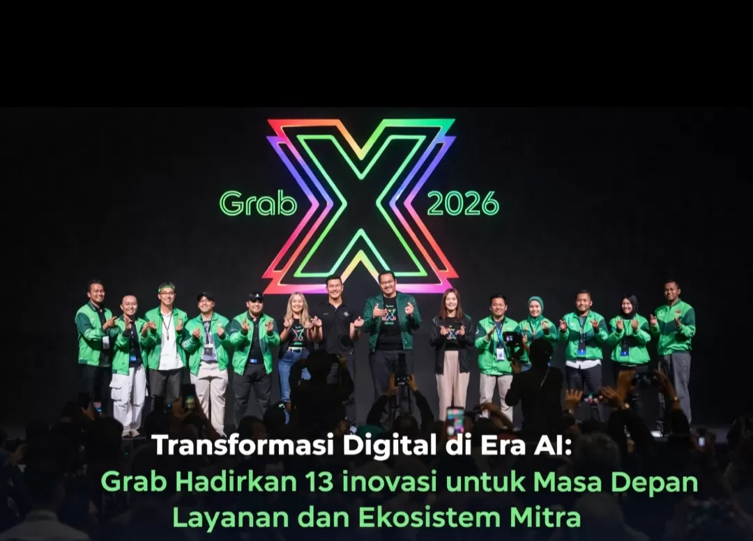 Semangat inovasi terpancar di panggung GrabX 2026, saat Grab memperkenalkan 13 fitur berbasis kecerdasan buatan (AI) di Jakarta. (Sumber foto: Metro TV)