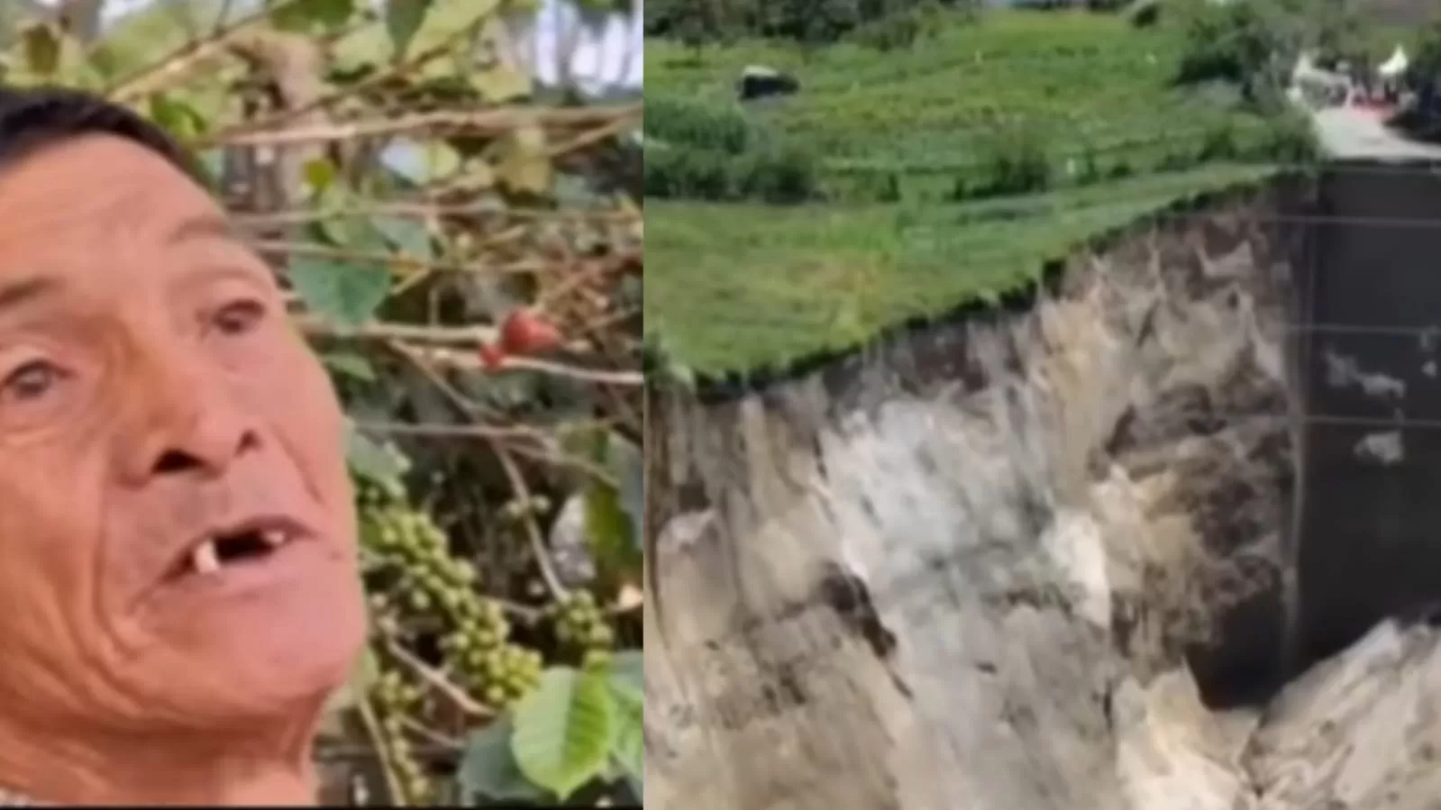 lubang raksasa di Kampung Pondok Balik, Aceh Tengah, yang terus membesar dan mengancam sawah serta perkebunan kopi warga. (Facebook/Amri Gunasti Gayo)