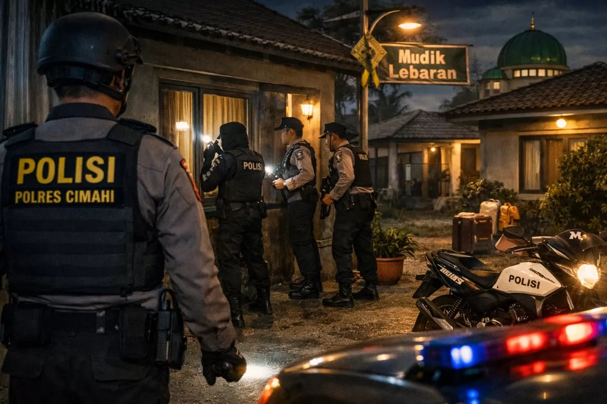 Foto Ilustrasi penangkapan pencuri rumah kosong saat ditinggal Mudik Lebaran. (Sumber Foto: AI Generate/Tim Grafis Wadah Inspirasi )