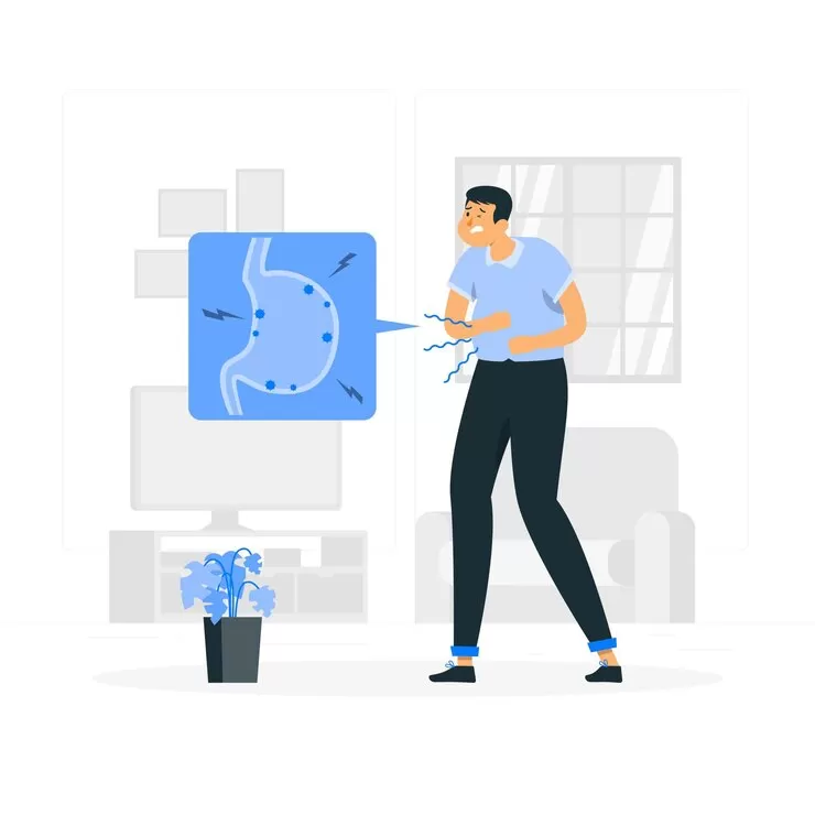 Ilustrasi kambuhnya penyakit asam lambung. Sumber foto: freepik.com/storyset