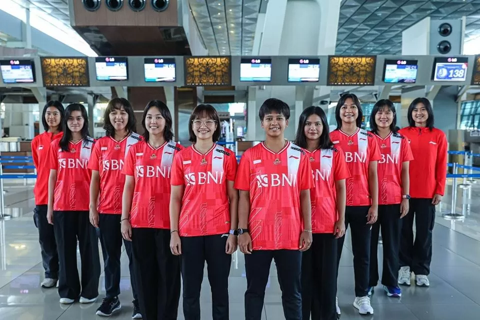  Tim putri sebelum berangkat ke Malaysia. ( (Instagram @badminton.ina))