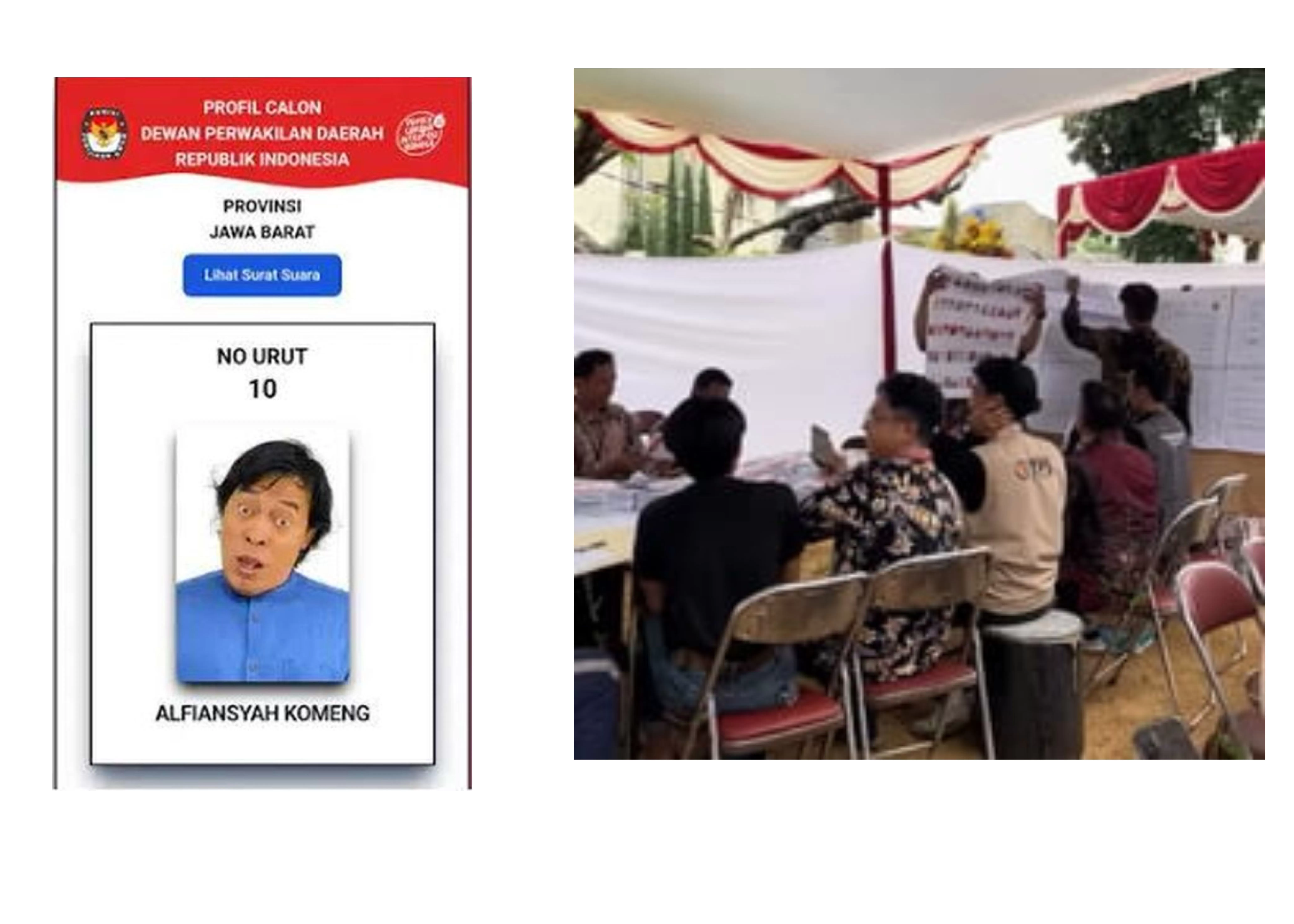 Foto nyeleneh Komeng pada surat suara DPD RI (Instagram @komeng.original)