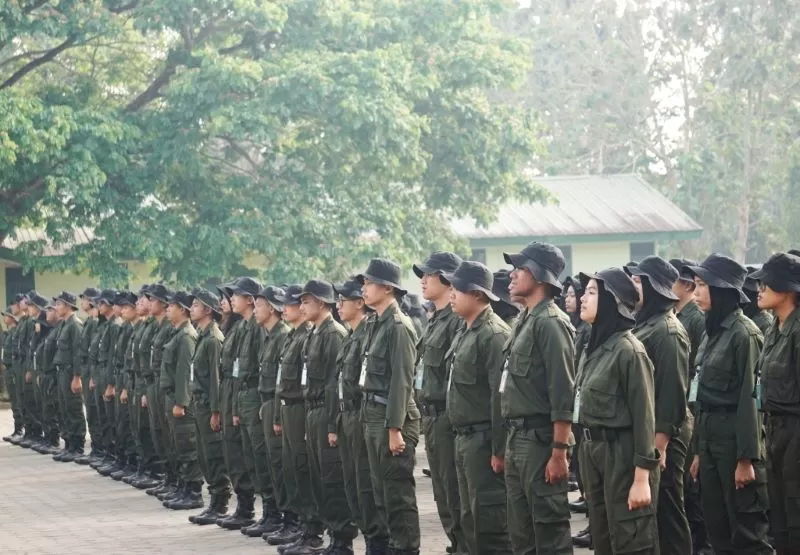 674 mahasiswa baru Unjaya saat mengikuti Sayamuda di Akmil Magelang  (Foto : Istimewa)