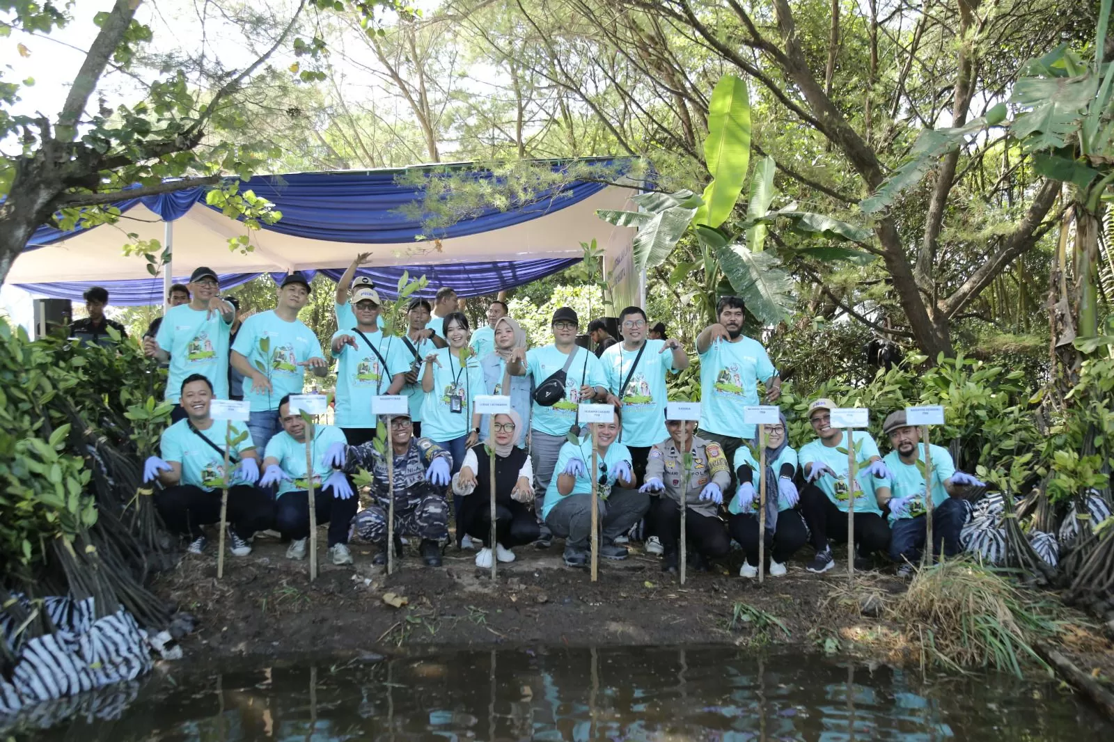PNM saat menanam bibit pohon mangrove sebanyak 5.000 bibit di Pantai Baros, Bantul. (Foto Istimewa)