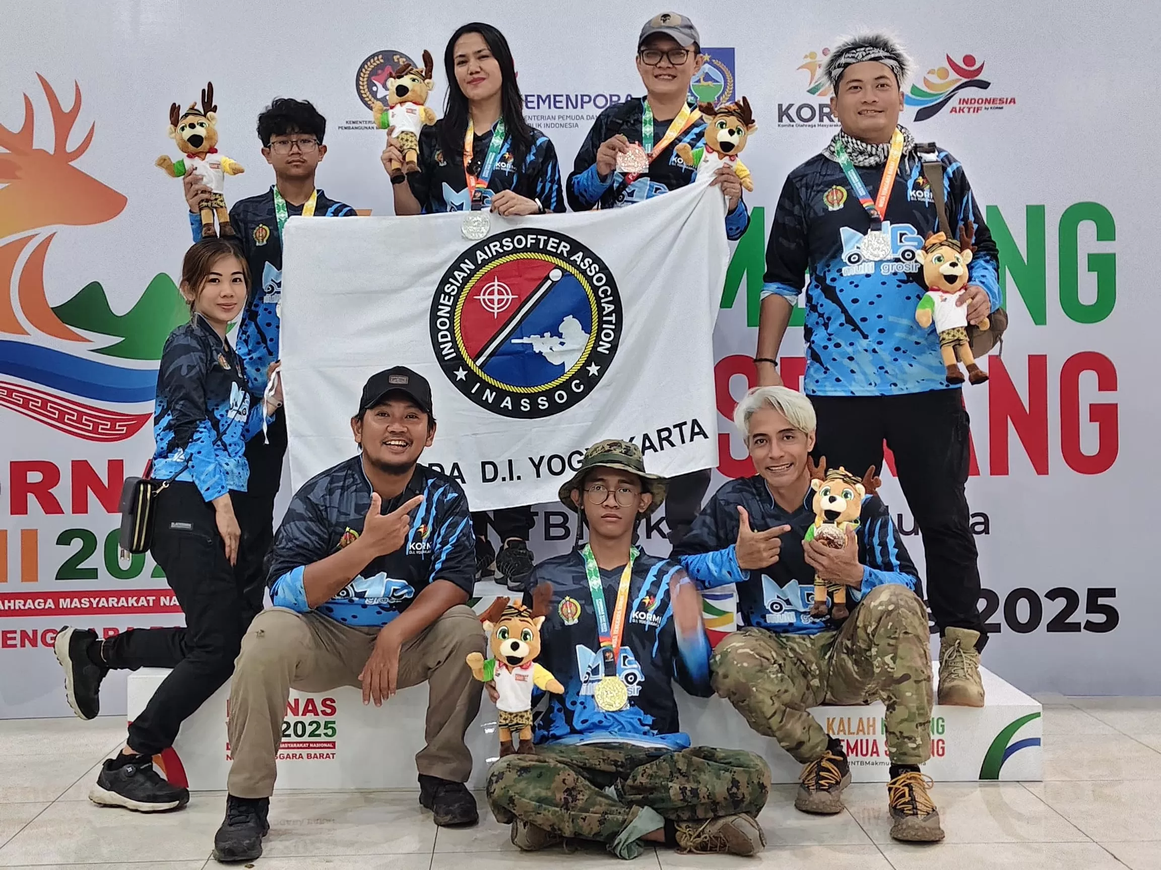 Tim Indonesian Airsofter Association (Inassoc) menjadi salah satu Inorga yang sukses mempersembahkan medali emas bagi kontingen DIY di Fornas VIII NTB 2025. (Ist)