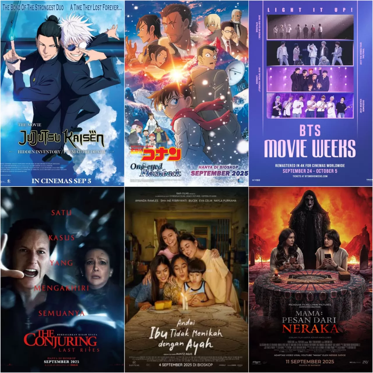 Poster resmi film-film yang tayang September 2025. (Foto: CGV Cinemas).   