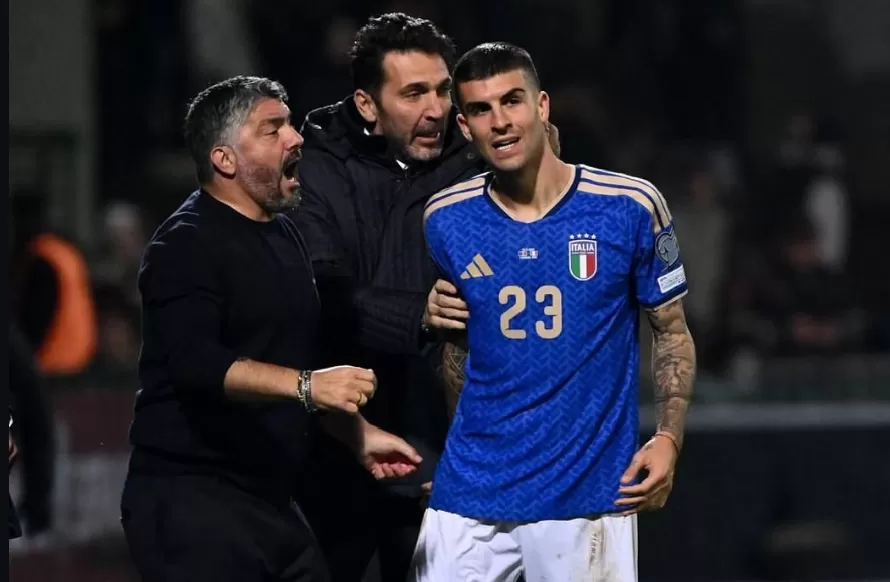 Pemain Timnas Italia, Gianluca Mancini, bersama Pelatih Gattuso dan Buffon (Sumber: Instagram @gianlumancio_23)  
