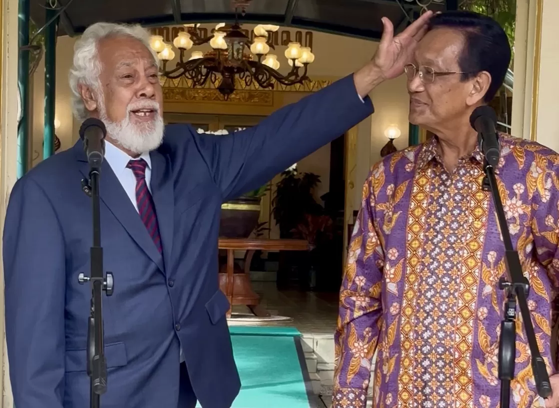 Perdana Menteri Timor Leste, Xanana Gusmao, bertemu Gubernur DIY, Sri Sultan HB X di Kepatihan, Senin (8/12/2025). (  fx harminanto 15)