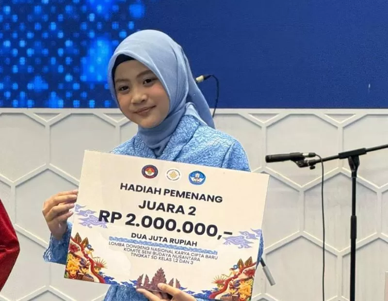 Talina Ardhani Prasetyo, tampil memukau dan berhasil meraih Juara 2 Lomba Dongeng Karya Cipta Baru Nasional 2025 kategori SD kelas 1&ndash;3 (Foto: Istimewa)