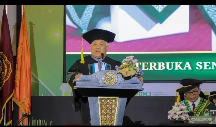 Badan Pembina Harian (BPH) UMJ  Prof Dr M Din Syamsuddin disampaikan dalam Milad  ke-70 di Kampus Cirendeu, Senin (15/12). (Istimewa )