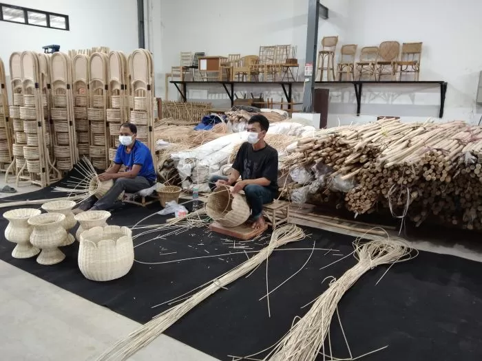 UMKM rotan Desa Trangsan, Kecamatan Gatak berhasil menembus pasar ekspor. (Wahyu imam ibadi) 