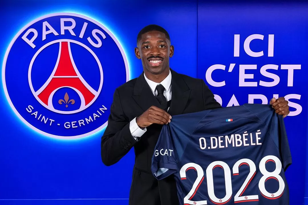 Ousmane Dembele resmi dikontrak PSG.  (Foto: Instagram resmi&nbsp;@psg)