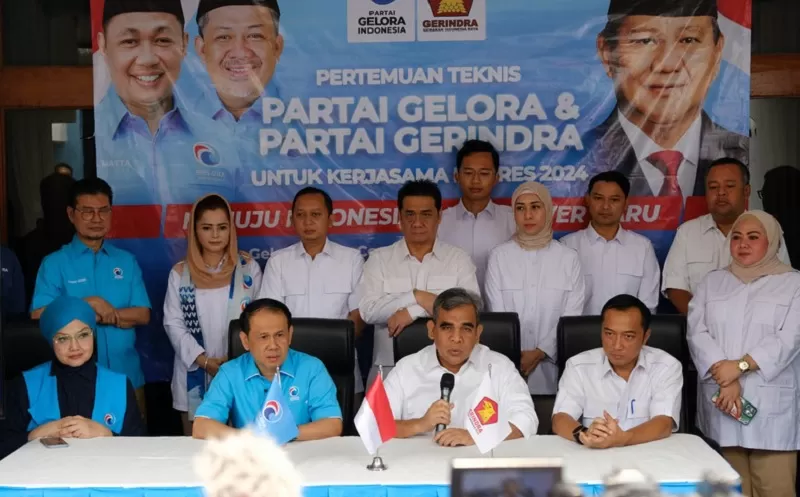 Partai Gelora dan Gerindra sepakat deklarasi dukungan terhadap capres Prabowo Subianto, pada akhir Agustus 2023.  (FOTO: Dok. Partai Gelora/Sujarwoko Muchidn)