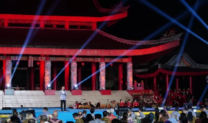 Mendag Zulkifli Hasan, saat sambutan di acara jamuan makan malam para Menteri Ekonomi ASEAN di Kelenteng Sam Poo Kong Semarang, Minggu (20/8/2023).  (FOTO: Biro Humas Kemendag)