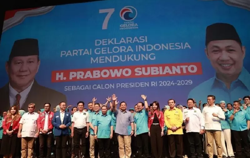 Acara deklarasi dukungan Partai gelora terhadap Prabowo Subianto sebagai capres di Pilpres 2024. 