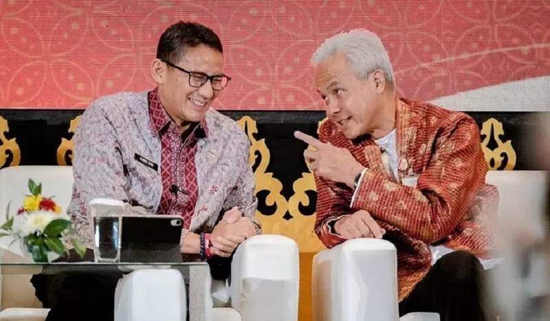 Sandiaga Uno bersama Ganjar Pranowo dalam sebuah kesempatan.  (FOTO: Instagram @sandiuno)