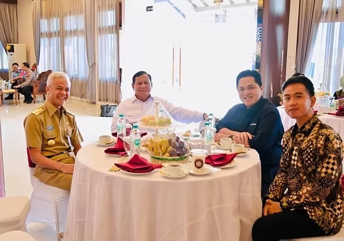 Momen bersama Ganjar Pranowo, Prabowo Subianto, Erick Thohir, dan Gibran Rakabuming Raka. (Foto: Dok. Prabowo Subianto)