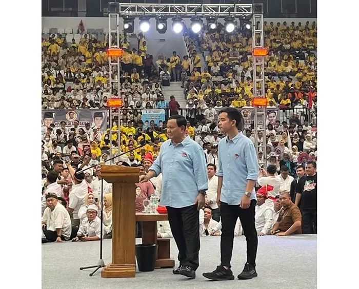 Prabowo Subianto dan Gibran Rakabuming Raka di Indonesia Arena, GBK. (Foto: Dok. Prabowo Subianto.)