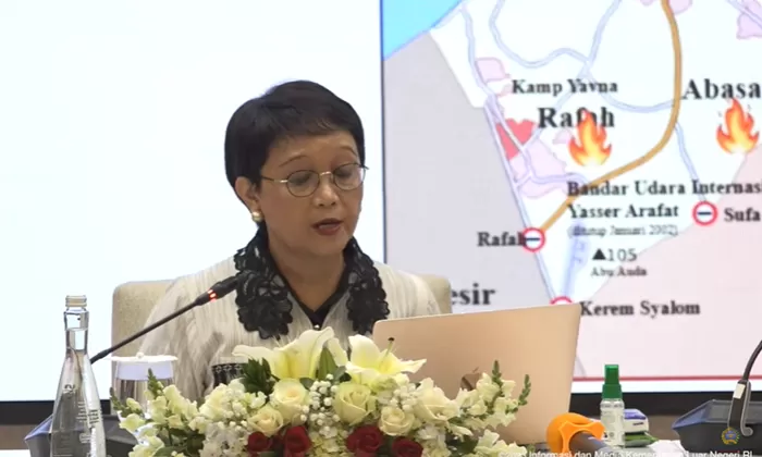 Menlu RI, Retno Marsudi dalam konferensi pers. (Foto: Tangkap layar YouTube  MoFA Indonesia)