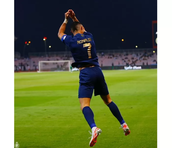 Selebrasi Cristiano Ronaldo pada pertandingan Al Nassr VS Al Wehda. (Foto: Twitter @AlNassrFC_EN)