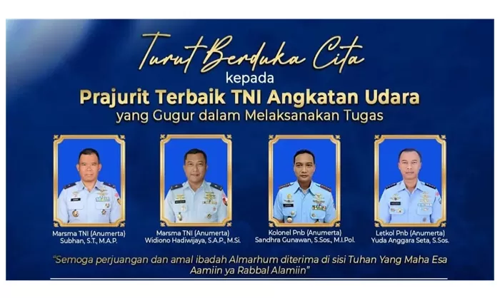 Empat perwira TNI AU gugur dalam misi latihan. (Foto: Instagram @militer.udara)