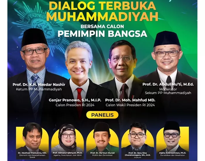 Flyer Dialog Terbuka Muhammadiyah bersama Ganjar Pranowo-Mahfud MD di UMJ. (Foto: Instagram @umjcampus)