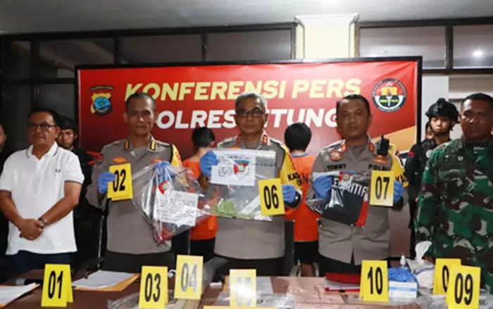 Konferensi pers Polres Bitung, Sulut. (Foto: Website tribratanews.sulut.polri.go.id)