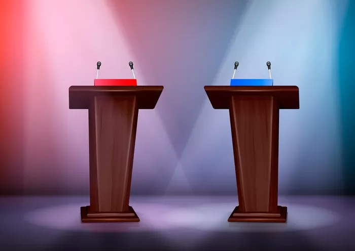 Ilustrasi ruang debat. (Foto: Freepik/macrovector)