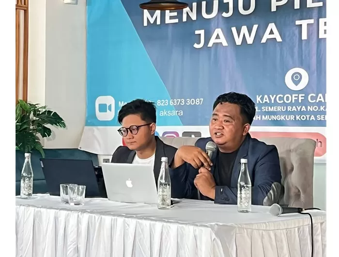 Rilis survei AKSARA terkait pemilih Capres-Cawapres 2024. (Foto: Istimewa)