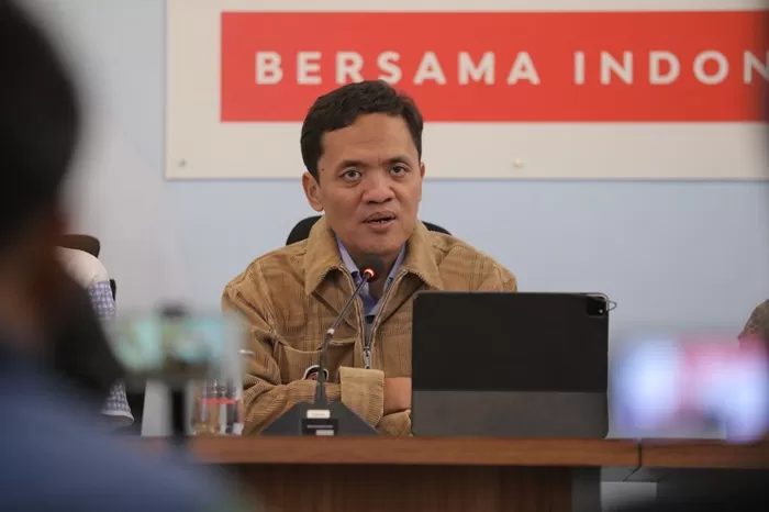 Wakil Ketua TKN Prabowo-Gibran, Habiburokhman saat konferensi pers di Media Center TKN Prabowo-Gibran, Kebayoran Baru. (Foto: Istimewa)