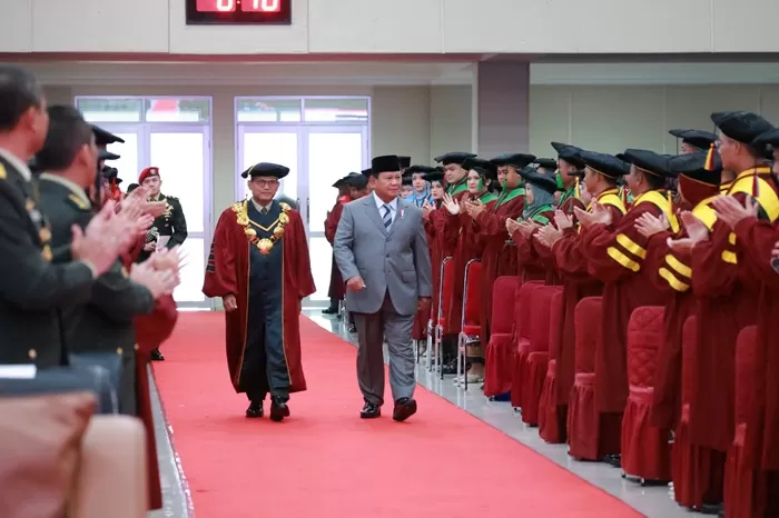 Menteri Pertahanan (Menhan) Prabowo Subianto menghadiri acara wisuda Unhan di Bogor. (Foto: Istimewa)