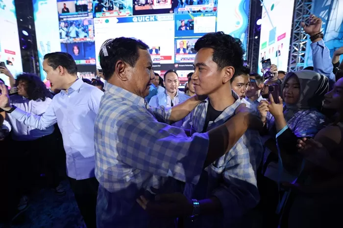 Capres Prabowo Subianto bersama Cawapres Gibran Rakabuming Raka di Istora Senayan, Jakarta. (Foto: Istimewa)