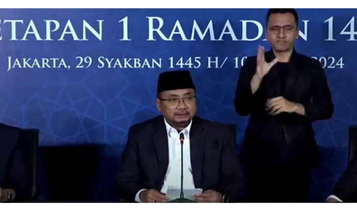 Sidang isbat penetapan 1 Ramadan 1445 oleh Kemenag. (Foto: Tangkap layar YouTube Kemenag RI)