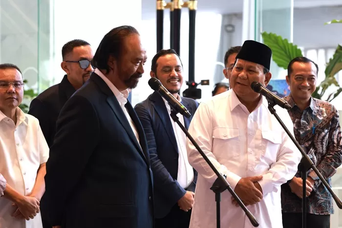 Presiden terpilih, Prabowo Subianto menemui Ketum Nasdem, Surya Paloh. (Foto: Istimewa)