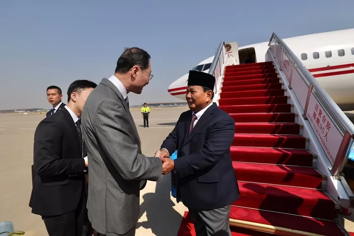 Menhan RI, Prabowo Subianto tiba di China. (Foto: Istimewa)